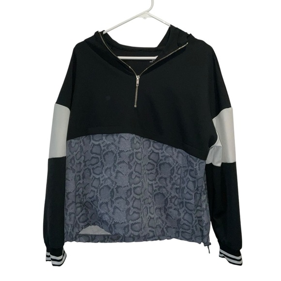 AVIA Colorblock Snake Print Quarter-Zip Hoodie Jacket | Size L - Picture 1 of 4